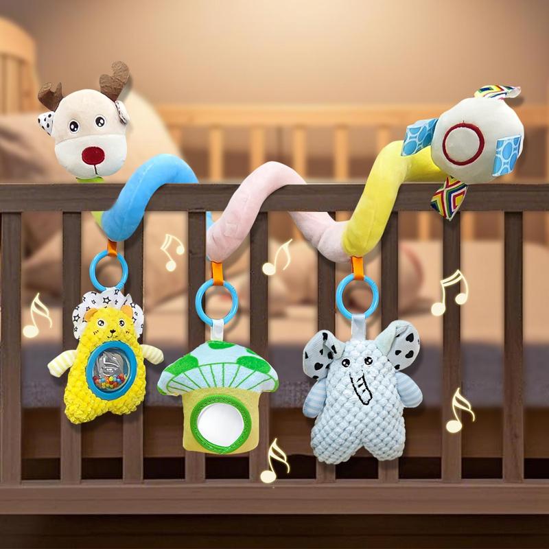 Baby Car Seat Toy, 1 Piece Cute Animal Design Stroller Hanging Toy, Baby Tummy Time Toy, Infant To Toddler Toys, Sensory Toys, Early Education Toys 5