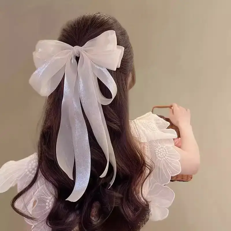 Terratogs-High-Grade Hair Accessories Oversized Ribbon Bowknot Headwear Barrettes Women's Elegant Spring Clip on the Back of the Head