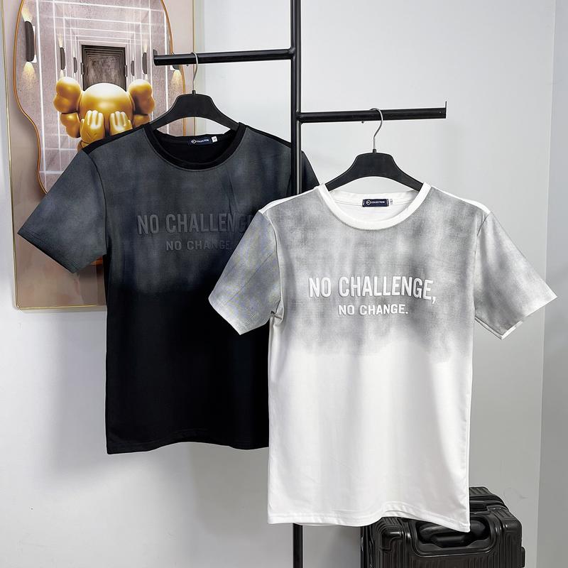 [HKT.10] Áo Phông Nam Cổ tròn In nổi chữ, vai vải cotton mịn co dãn thoáng mát, màu cơ bản trắng và đen Menswear Top Áo Thun