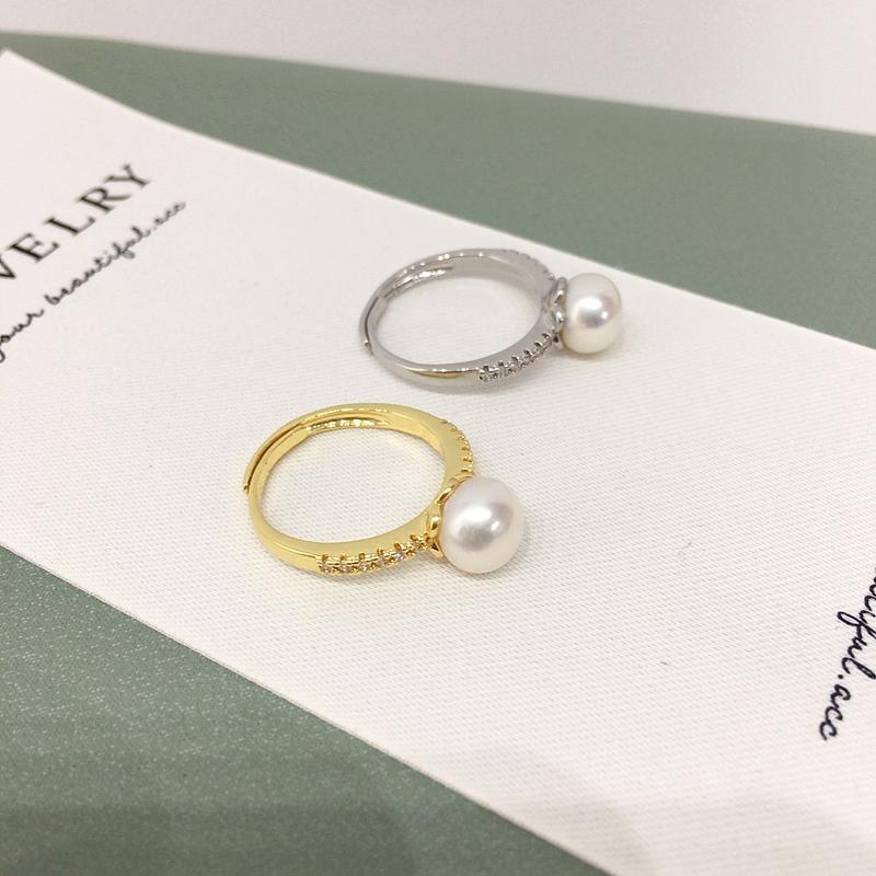 Product Introduction of Natural Genuine Freshwater Pearl Ring 18K Gold Plated Fashion Simple Zircon Single Pearl Ring 4