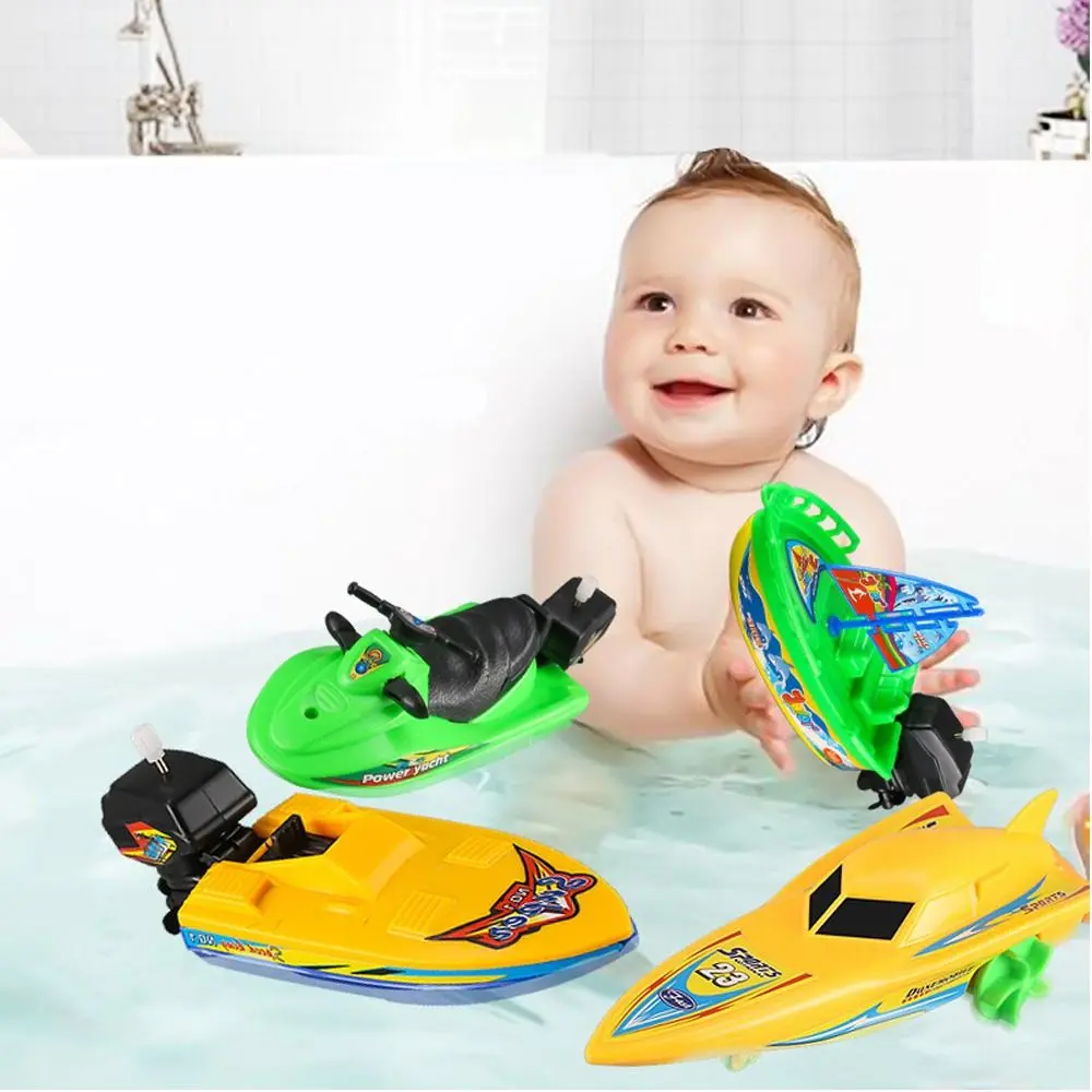 theof Mini Ship Shower Bath Toy Float in Water Motorboat Wind Up Toy Clockwork Kid Toys Speed Boat Ship Toys Kids