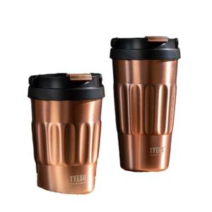 Cawan Kopi Metalik, Tyeso, Mudah Alih, Diperbuat daripada Keluli Tahan Karat, Cawan Tebal, Pemegang Kreatif, Sesuai untuk Air, Ais, dan Kereta Api Penyejuk, Reka Bentuk Cawan Emas Hijau Kitchenware