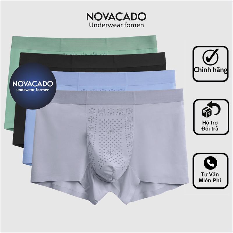 COMBO 4 Tặng 1 Quần Lót Nam NOVACADO No0018 Lụa Băng Mềm Mịn, Quần Sịp Đùi Nam BOXER Under Thông Hơi Kháng Khuẩn Cho Da Nhạy Cảm Quần Boxer Menswear