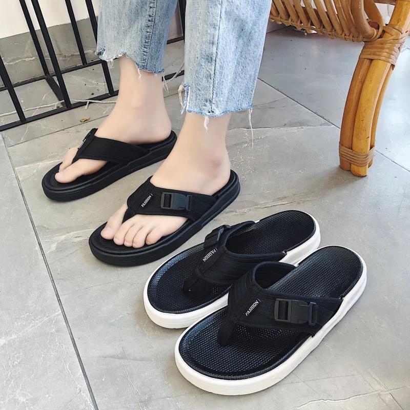 Sendal Casual Pria Sandal Korean Style Terbaru Cowok Keren Remaja Dewasa Kekinian Premium Kasual Hitam 0