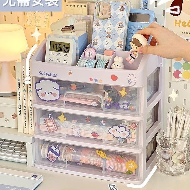 Kệ đựng mỹ phẩm 4 tầng hộp đựng đồ trang điểm cá nhân để bàn học văn phòng có ngăn tiện lợi Kitchen - Tặng kèm sticker dán trang trí 2