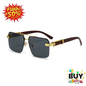 แว่นกันแดดครึ่งกรอบ คุณภาพระดับไฮเอนด์ ทุกเพศ ผู้หญิงและผู้ชาย แว่นกันแดด แว่นตาไล่โทนสี ป้องกัน UV400 แว่นตากรอบใหญ่ทรงสี่เหลี่ยม มีสีดำ เทา และน้ำเงิน sunglasses ขับ แว่น แฟชั่น