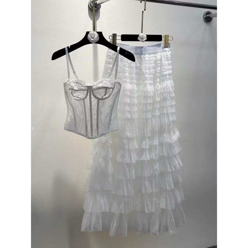set áo dây cúp phối gân chân váy lưới tầng - đi dự tiệc, sinh nhật, đám cưới 2
