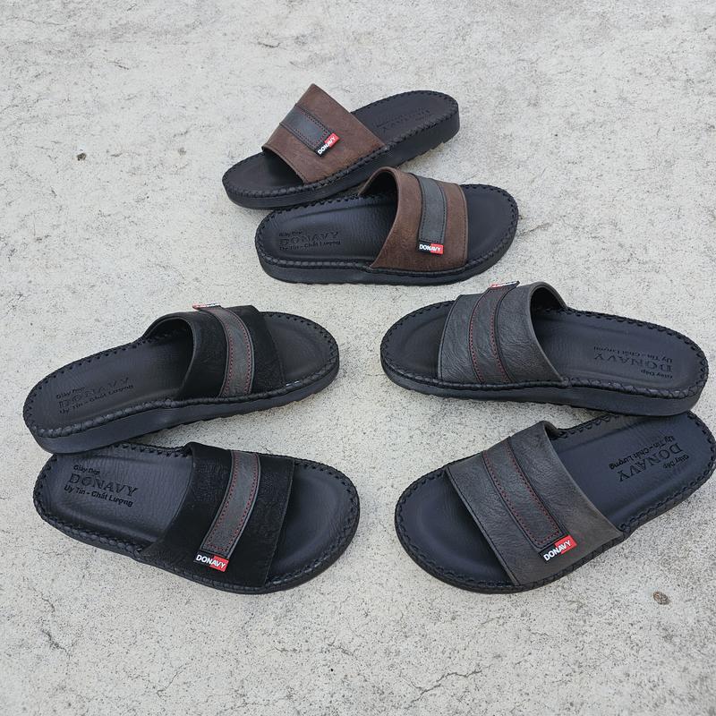 Dép Quai Ngang Nam Da DONAVY Cao Cấp, Quai Thiết Kế Cách Điệu, May Quai Và Đế Bao Chắc Chắn N.3CN dép  tommy sanpham moi 9