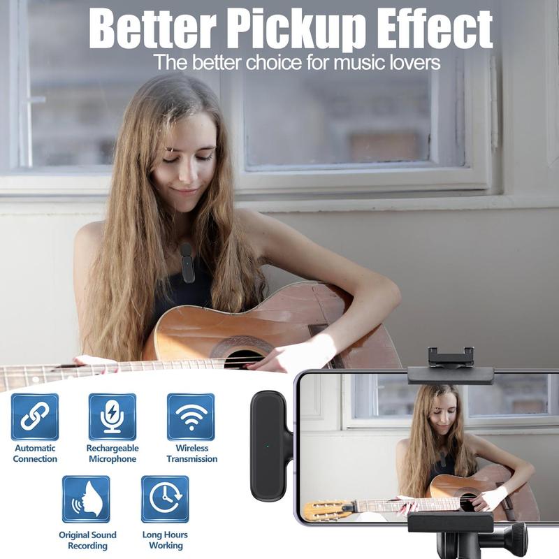 Product Introduction of Wireless Lavalier Microphone, USB Rechargeable Wireless Microphone, Noise Reduction Technology Microphone for Live Streaming & Video Blogging 4
