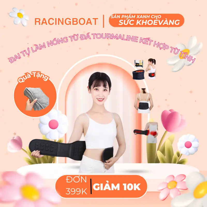 FREESHIP-Đai lưng RACING đai tự làm nóng từ đá tourmaline kết hợp từ tính đai giảm đau lưng, thoát vị, định hình cộtsống