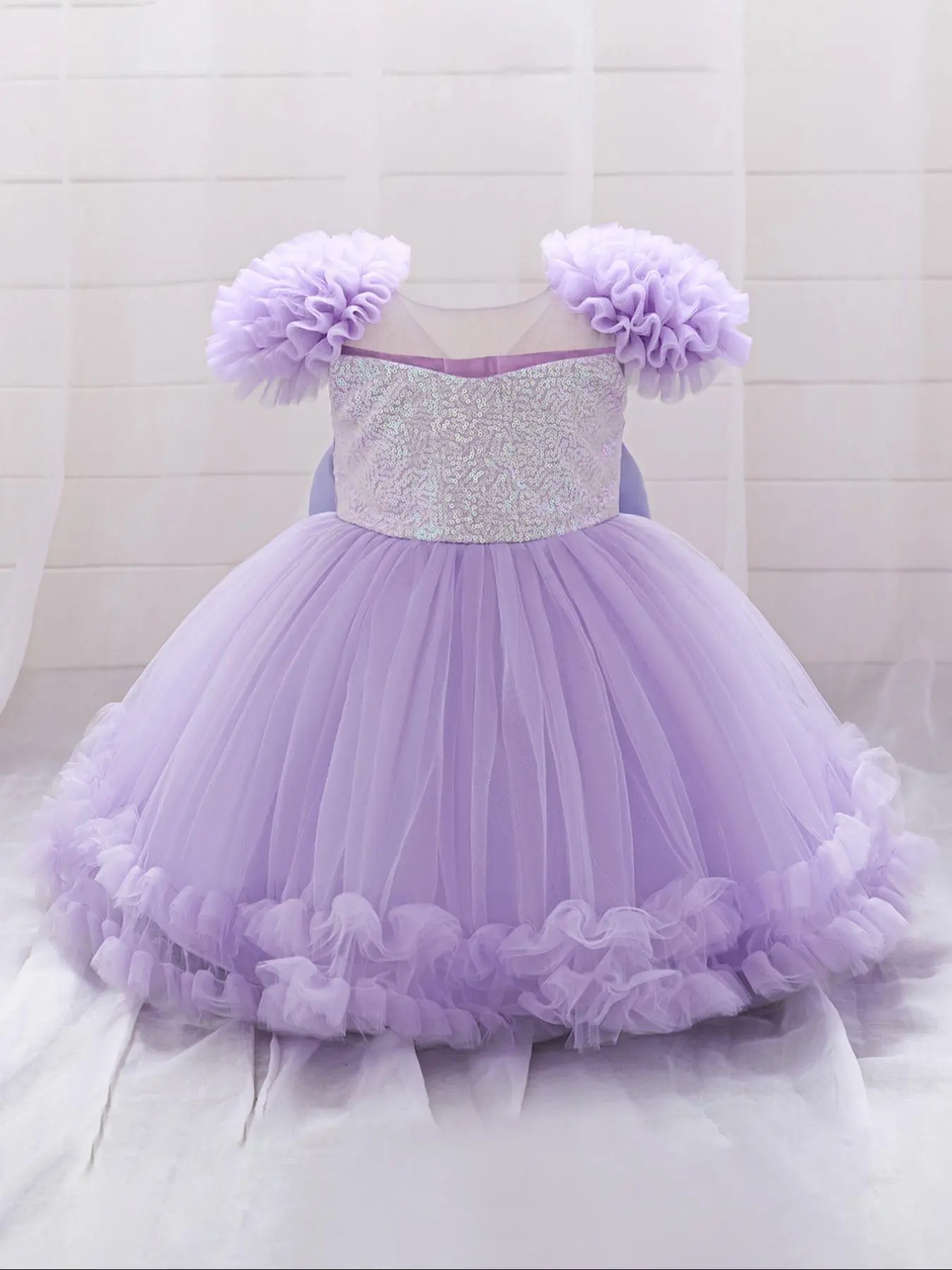 Girl's Glitter Sequins Tulle Dress, Elegant Dress for Party Wedding Guest, Kids Clothes for All Seasons