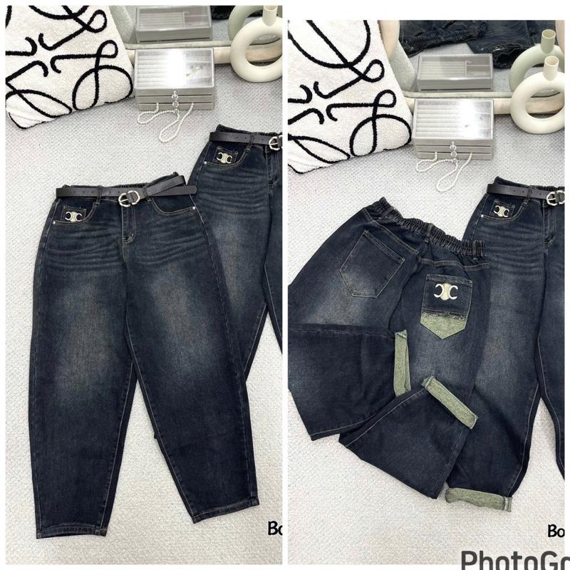 Ma 5056  [QUẦN JEAN QC BAggy 9 tac 60-90kg] QUẦN JEAN Baggy thêu  bigsize nữ