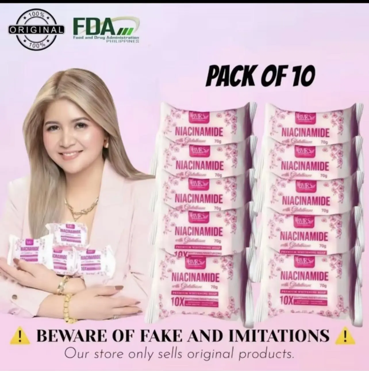 10-PCS NIACINAMIDE SOAP INFUSED WITH GLUTATHIONE PREMIUM WHITENING SOAP 70g PERFECT FOR ALL SKIN TYPES SKIN REPAIR HYDRATING 10-PCS NIACINAMIDE SOAP INFUSED WITH GLUTATHIONE PREMIUM WHITENING SOAP 70g PERFECT FOR ALL SKIN TYPES SKIN REPAIR HYDRATING