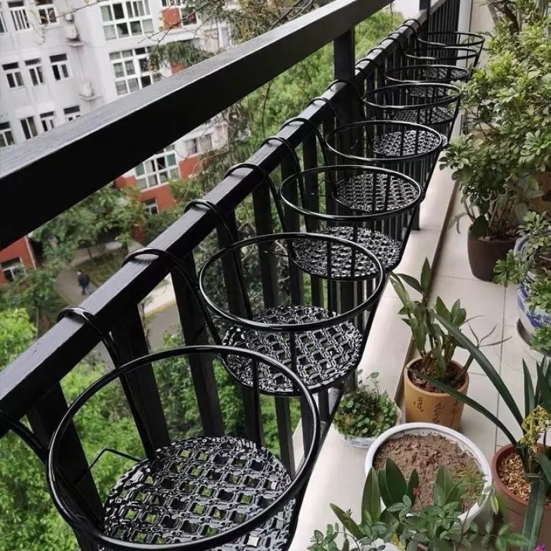flower stand balkon gantung besi tempa keranjang bunga railing pagar ...