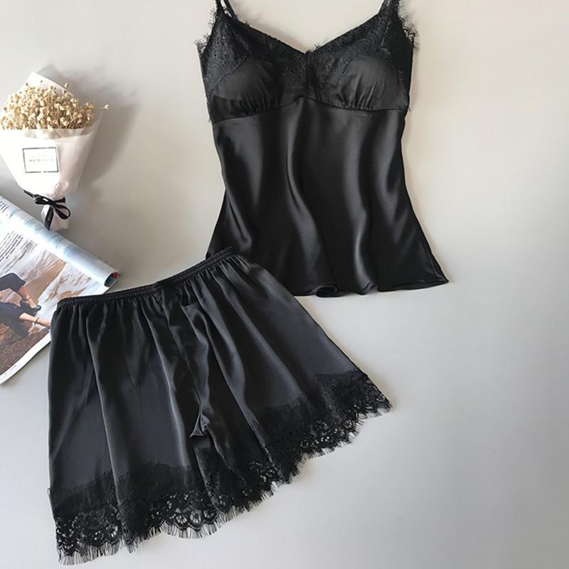 Product Introduction of 1 Set S/M/L/XL/2XL Lace Pajamas Suit Women V-Neck Sleepwear Lingerie Casual Nightwear 14