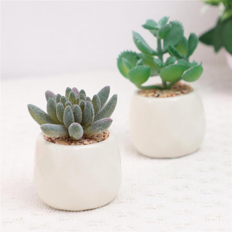 Mini Succulent Potted Plant, 4 Counts Mini Faux Succulent Potted Plant, Decorative Plants for Home Office Desktop, Home Decor Supplies 5