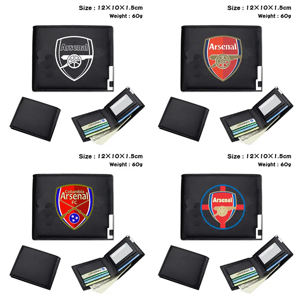 Premier League Arsenal F.C.3d Student Fashion Casual Cartoon Short Black Card Wallet Gifts Men And Women Coin Purse