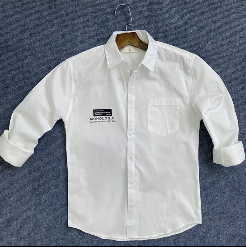 Áo Sơ Mi In 3D Mẫu Mi Lụa Hàn Dày Dặn Phong Cách Mạnh Mẽ Cá Tính Menswear Nam Shirt áo sơ Có Cổ