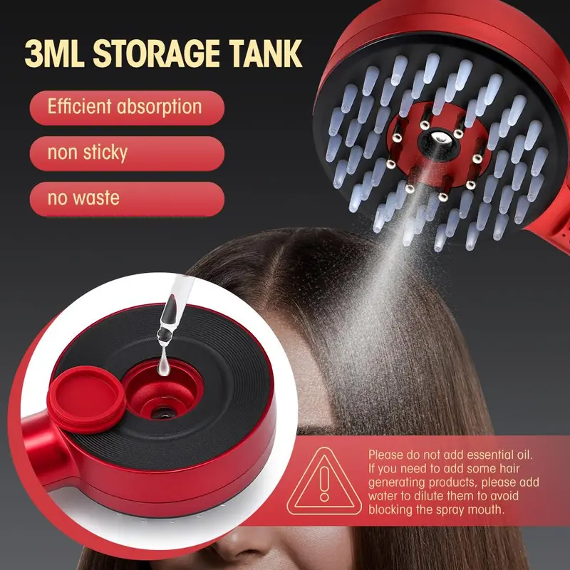 Electric Head Massager, 1 Count Rechargeable Hair Scalp Massage Comb, Spray Vibration Massage Brush, Hair Care & Massage Tool for Women & Men 4