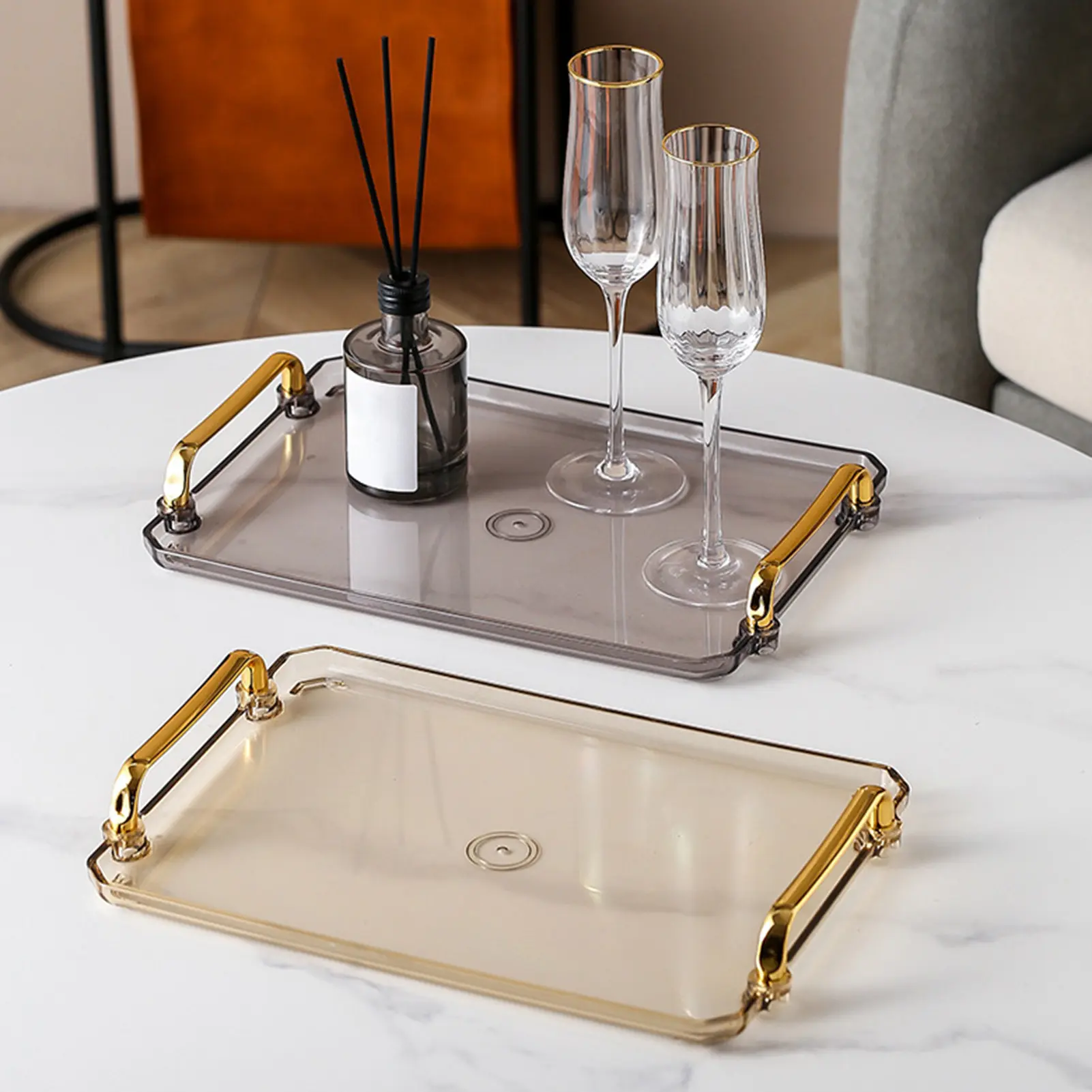 [OU] All-match Serving Tray Exquisite Plastic Versatile Snacks Fruit Tray Kitchen Supplies