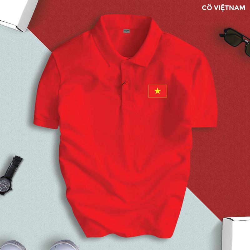 [KHÔNG IN LƯNG] Áo Polo Cao Cấp Cờ Việt Nam Hào Hùng cổ bẻ BASIC CVC vải cá sấu sang trọng, lịch lãm, thoáng mát áo thêucờviệtnam áo  polo đỏ