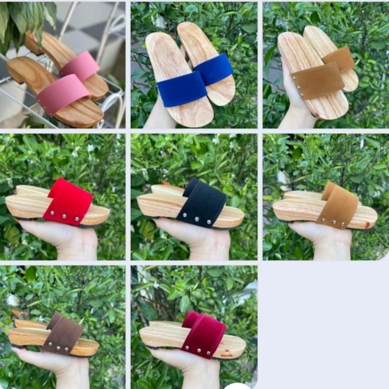guốc gỗ mộc bé gái bé trai chất liệu gỗ xoan đào phối quai đủ mẫu mũi tròn Sandal Voi Jean