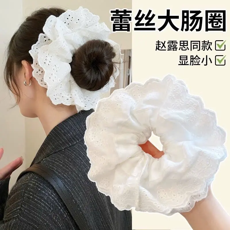 Cột tóc Scrunchies Phối Ren 4 lớp cỡ lớn đơn giản retro