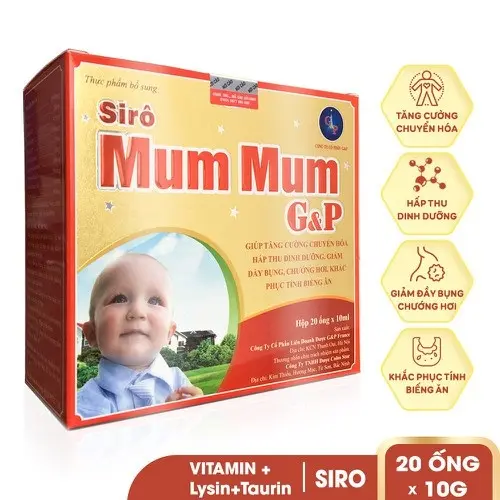 SIRO MUM MUM G&P - SIRO ỐNG UỐNG HỖ TRỢ ĂN NGON TIÊU HOÁ KHOẺ - HỘP 20 ỐNG 1