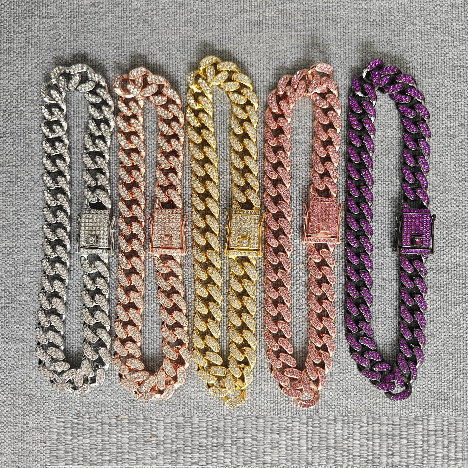 2025 New pet collar hot-selling 12.5mm wide Cuban chain collar suitable for small, medium and large cats and dogs necklace cat  collar body  harness