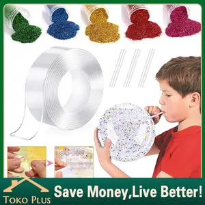 3Meter Mainan anak Nano tape blow bubble balon tiup original / viral / DIY BUBBLE nano glitter