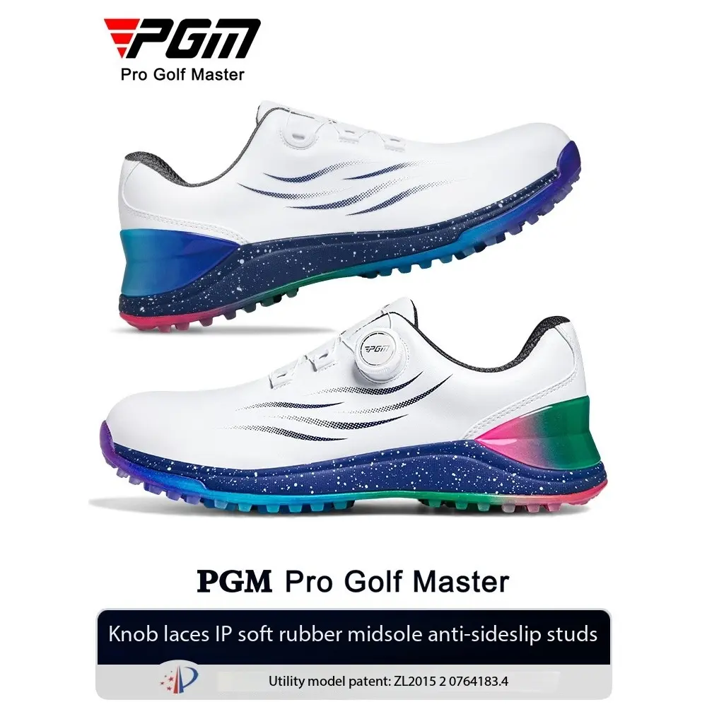 [PGM] Golf Shoe Men's Summer Sneakers Comfortable Shock-Absorbing Knob Shoelace Waterproof Anti-Slip Golf Shoes Xz378
