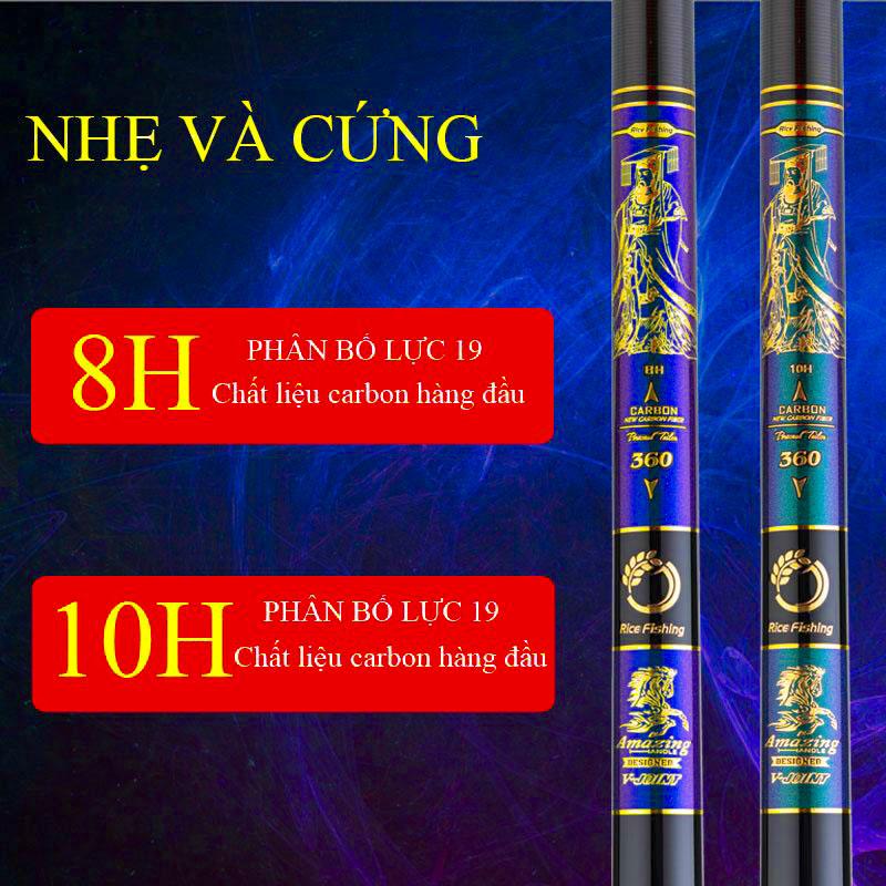[ KHÔNG BẢO HÀNH ]Cần Câu Tay Rice Fishing Tần Vương câu thi đấu độ cứng 8H , 10H siêu nhẹ CC-20 5