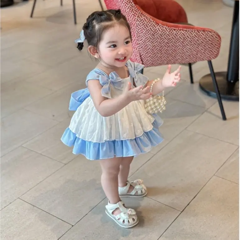 (7-17kg) váy công chúa nhung kim tuyến phối bèo +tag bướm điệu đà cho bé 8