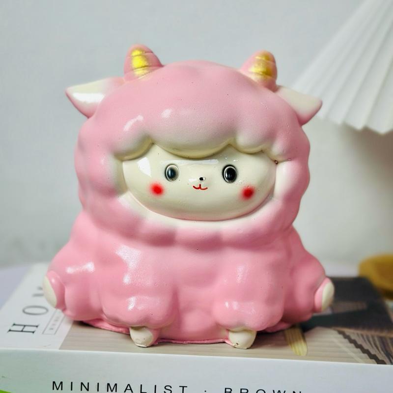 [LỖ TRÒN] Ống tiết kiệm CỪU KUTE | Size NHỎ | Heo đất/Lợn đất, Ống heo đựng tiền, decor, trang trí Đồng heo  mini đính đá