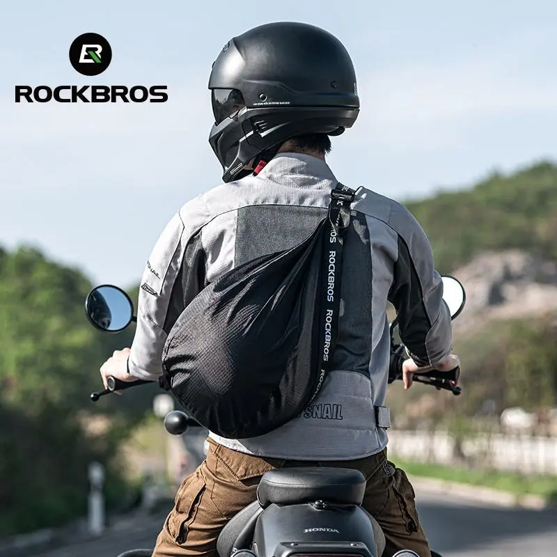 Rockbros Helmet Bag Motorcycle Big Capacity Adjustable Belt Portable Backpack Storage Outdoor Sports Cycling Accesspries