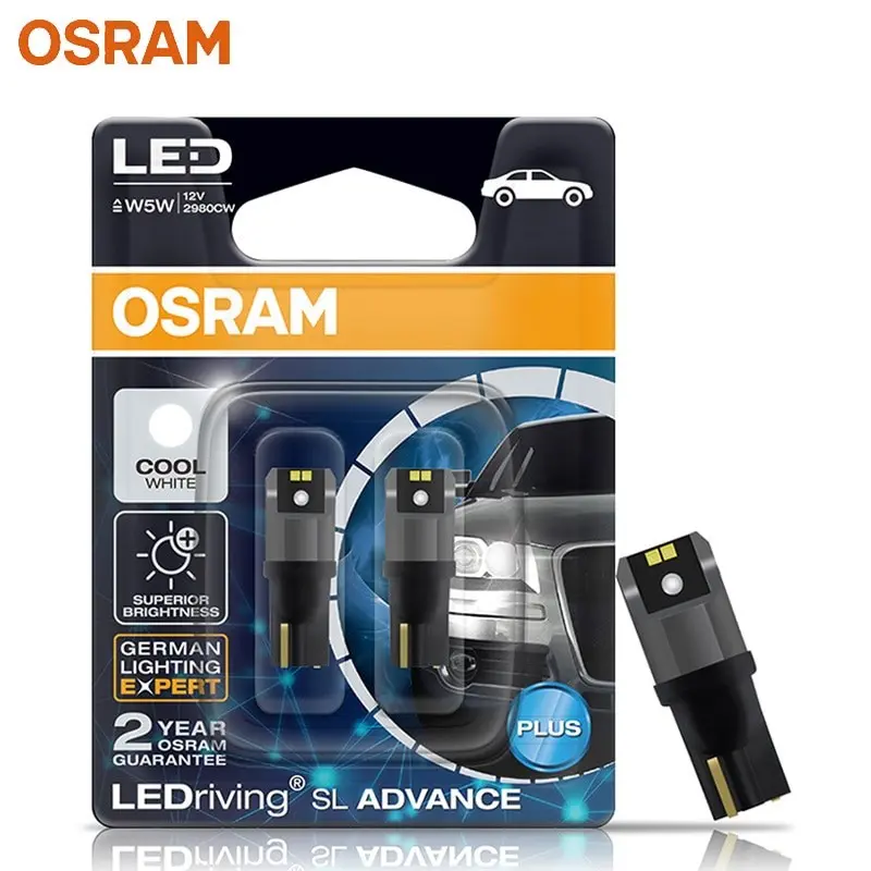Lampu Kecil Senja Kota LED Mobil Osram T10 Genuine Putih 2980CW 2825DW 2