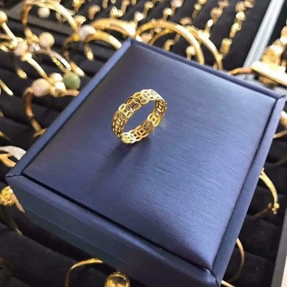 Nhẫn kim tiền tài lộc mạ vàng 18k