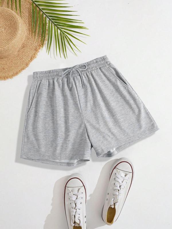 Women's Plain Drawstring   Shorts, Casual Comfy   Pocket Shorts for Summer, Ladies Bottoms for Daily Wear 1