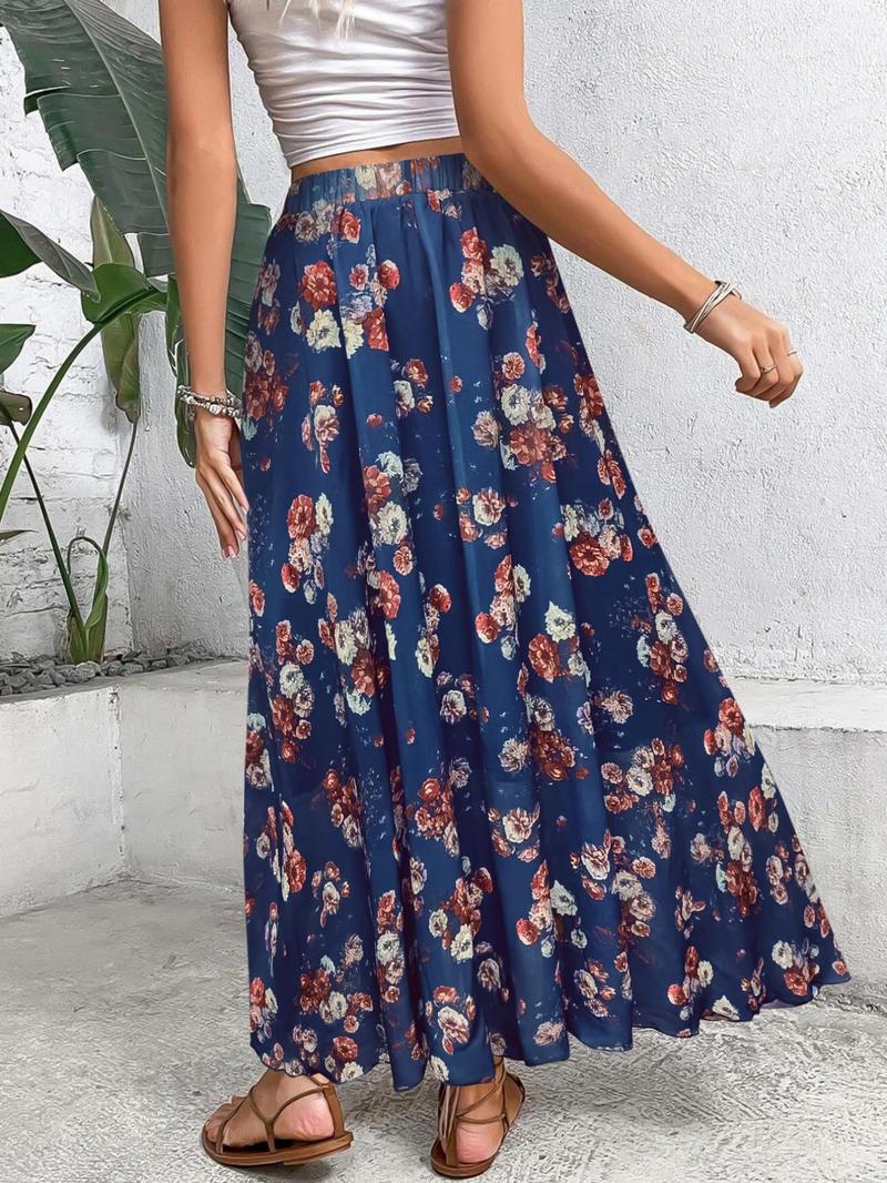Product Introduction of Women's Floral Print Skirt without Top, Elegant Boho Style Skirt for Beach Holiday Vacation, Ladies Bottoms for All Seasons 2