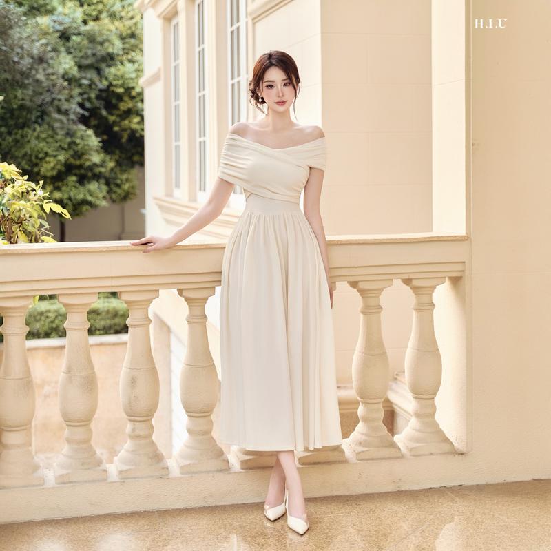 Váy nữ dự tiệc thiết kế thun hàn Cini Dress H.I.U Fashion chất liệu thoáng mát phom tiểu thư thanh lịch HIU design