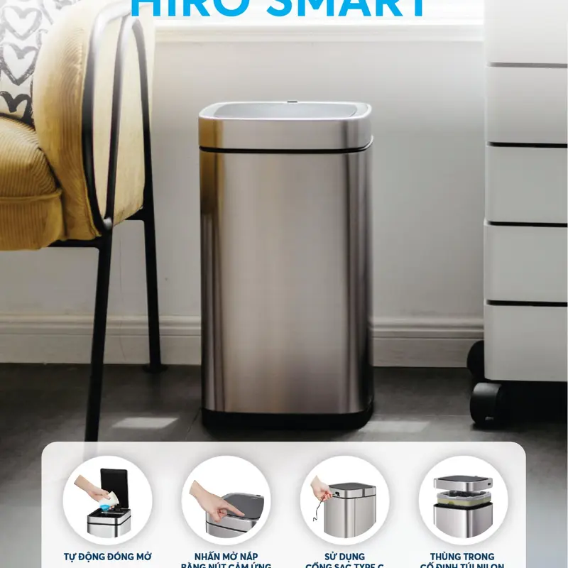 Thùng rác cảm ứng, thùng rác Inox Inochi - nhiều kích cỡ, kiểu dáng, đa công năng, tiện lợi Đồng 5