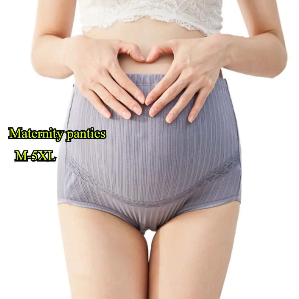 M-5XL Plus Size High Adjustable Waist Tummy Support Cotton Maternity Briefs Panties Women Lace
