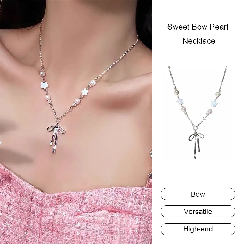 Liui   Kalung Mutiara Pita Manis Wanita Rantai Leher Ceruk Mewah Ringan Rantai Tulang Selangka Mewah
