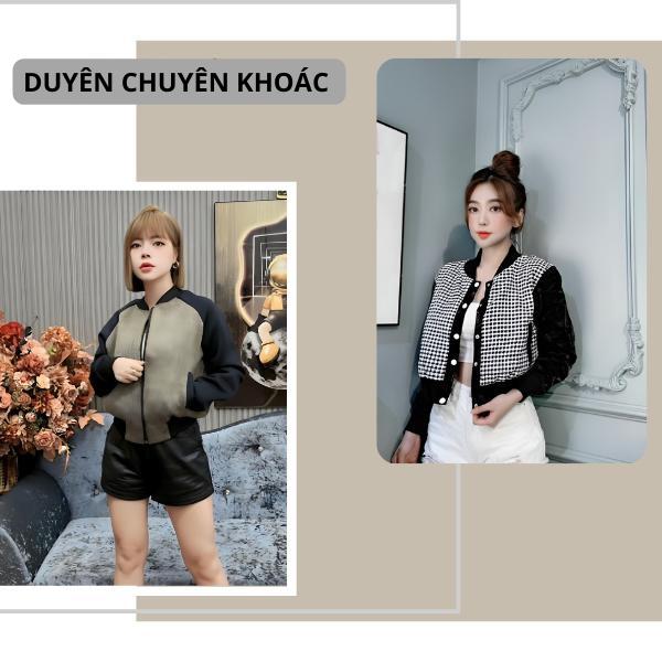 Áo khoác bomber  croptop hottrend - Áo khoác nỉ kẻ caro dáng ngắn 03 Women Nữ DUYÊN CHUYÊN KHOÁC