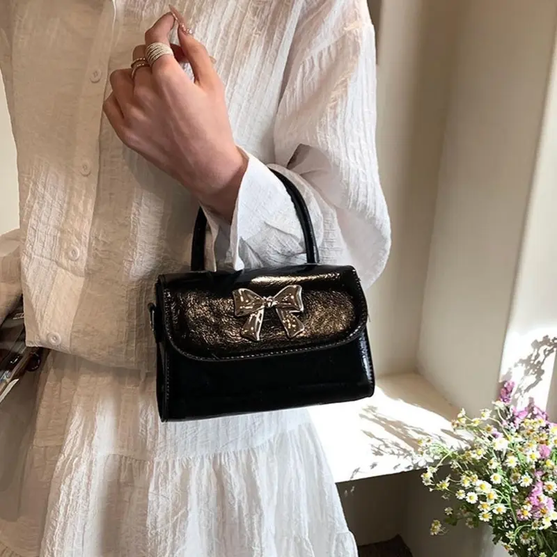 Túi Xách Nữ Cầm Tay Nơ Xinh Dạ PU Trơn Đeo Chéo Đeo Vai Phong Cách Hàn Xinh Xắn Bag Kem Da   CUN361 4