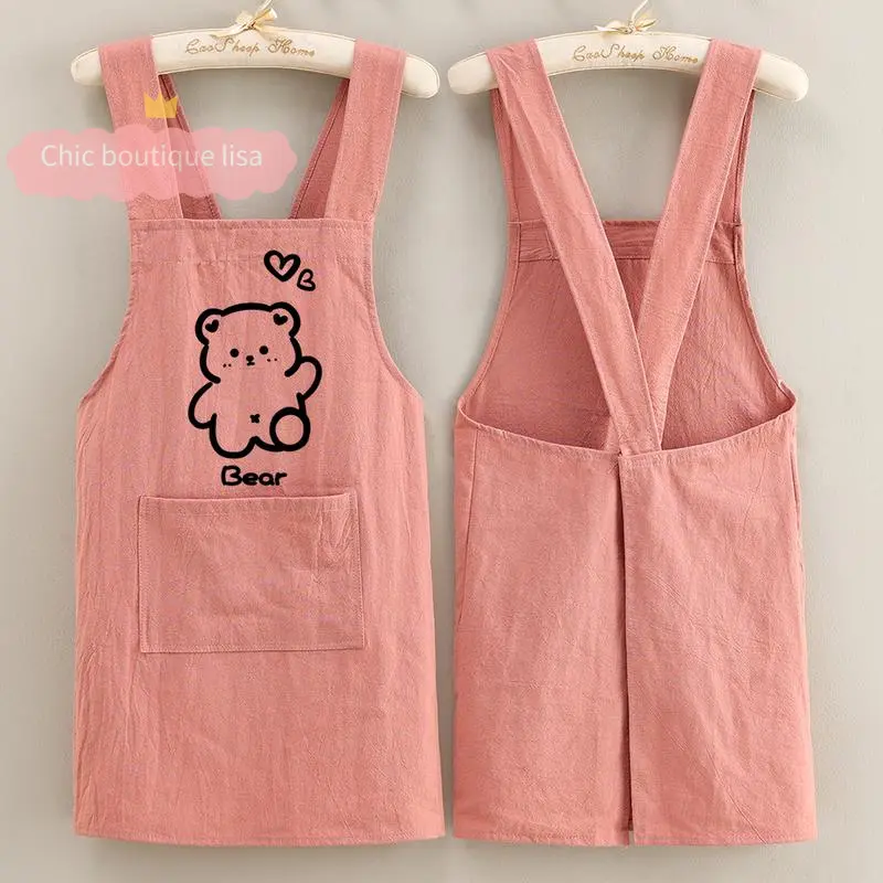 Apron Kain, Comel dan Sesuai untuk Kegunaan Dapur dan Isi Rumah, Diperbuat daripada Fabrik Renyuk Kapas Musim Panas, Anti- Habuk, Bernafas, Sesuai untuk Memasak, Apron Batik, Apron Kalis Air, Gaya apron  waterproof