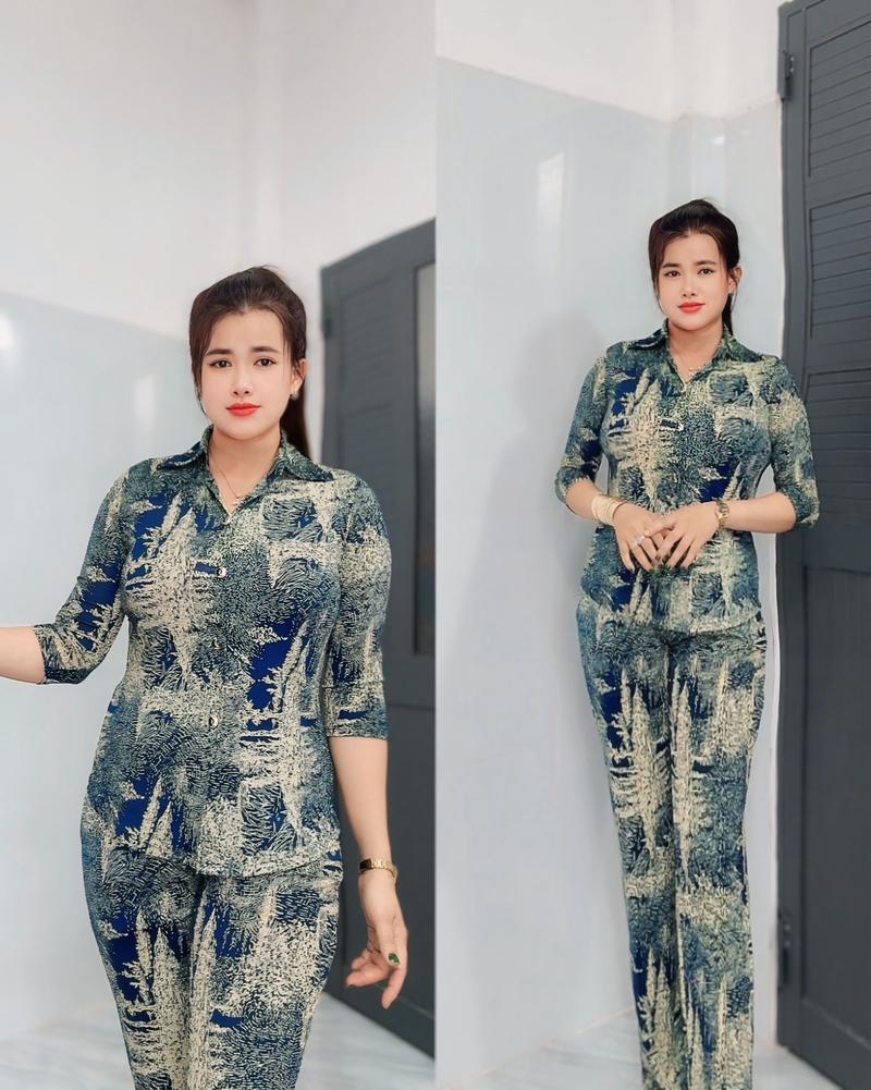 Product Introduction of Đồ Bộ Nữ Nút gài. cổ sơ mi  Tay lỡ nhẹ Vải thun aty mịn Quần dài size 40đến 75kg .đồ bộ Tâm Đan Nhung Áo.đồ bộ trung niên Vàng 45