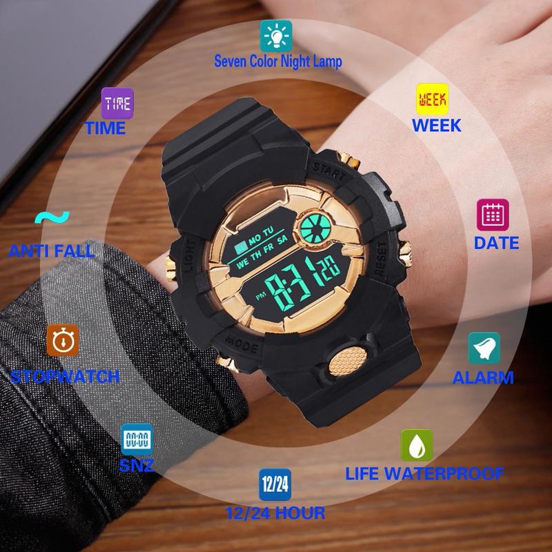 Product Introduction of Đồng Hồ Đeo Tay Thể Thao Reloj Cho Nam, Thời Trang Mới, Màn Hình Điện Tử, Không Thấm Nước, Lcd, Kỹ Thuật Số, Đồng Hồ Bấm Giờ, Ngày Tháng, Cao Su 28