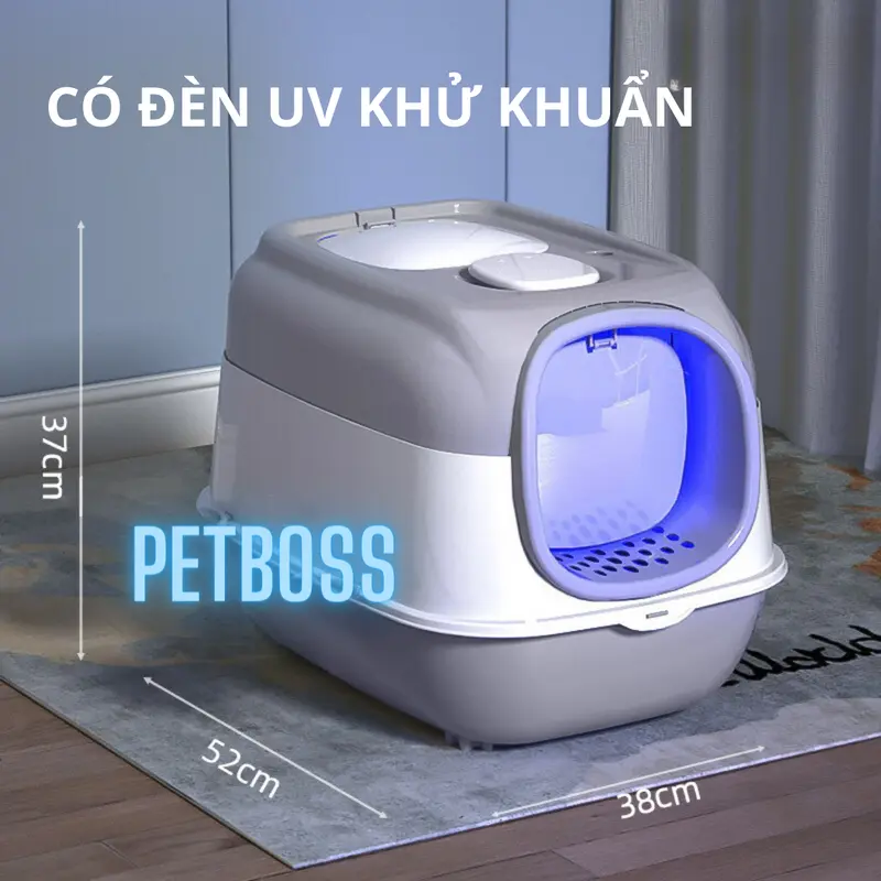 NHÀ VỆ SINH TRÒN CÓ ĐÈN KHỬ KHUẨN BẰNG TIA UV CHO MÈO, NHÀ VỆ SINH CỠ LỚN CHỐNG VĂNG CÁT (KO KÈM PIN) 0