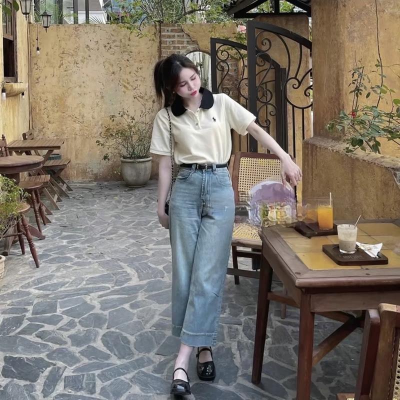 Áo PoLo Nữ Cổ Sen Thêu NGỰA Dễ Thương Chất Cotton Mềm Mát Minxu Shop POLO6 1